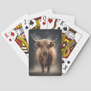 Highland Koe Wild Animal Elegant Dramatic Portrait Pokerkaarten