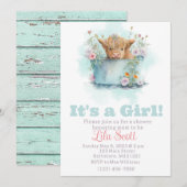 Highland koe Wildflower baby shower Kaart (Voorkant / Achterkant)