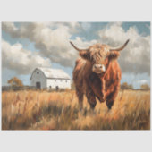 Highland Koe Witte Schuur Rustieke Decoupage Tissuepapier (Voorkant)