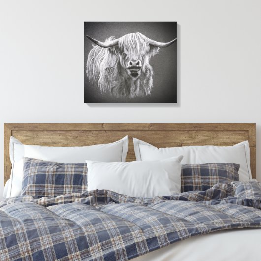 Highland Koe Wrapped Canvas (Insitu (Slaapkamer))