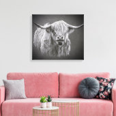 Highland Koe Wrapped Canvas (Insitu (Woonkamer))
