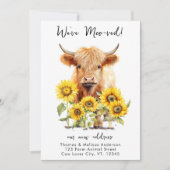 Highland Koe Zonnebloemen Boerderij Nieuw Adres Ve Aankondiging (Voorkant)