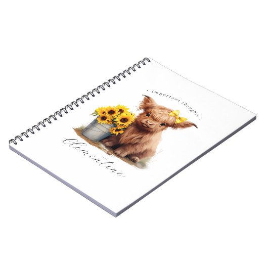 Highland Koe zonnebloempememmer Notitieboek (Linkerzijde)