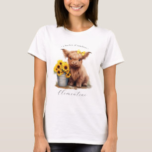 Highland Koe zonnebloempememmer T-shirt