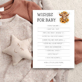 Highland Koe Zonnebloemwensen voor Baby shower kaa Kaart