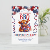 Highland Koe | Zonnebril 4 juli BBQ Party Kaart (Staand voorkant)