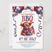 Highland Koe | Zonnebril 4 juli BBQ Party Kaart (Voorkant)