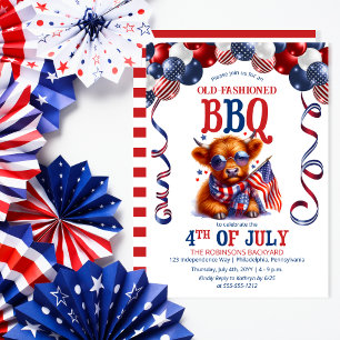 Highland Koe   Zonnebril 4 juli BBQ Party Kaart