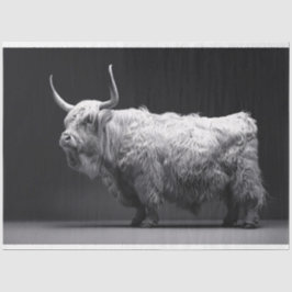 Highland Koe Zwart en Wit Decoupage Tissuepapier