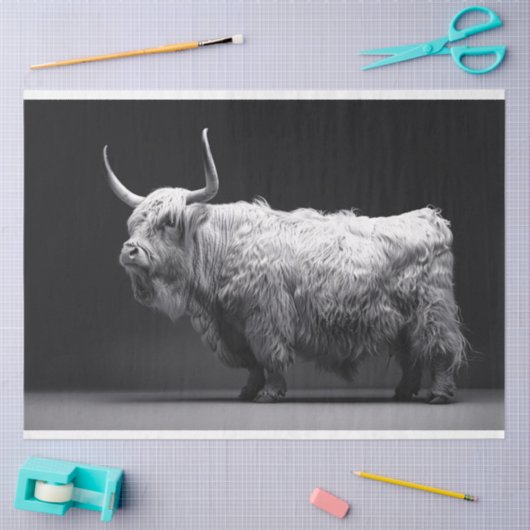 Highland Koe Zwart-wit Decoupage Tissuepapier (Craft)