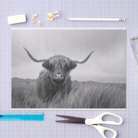 Highland Koe Zwart-wit Decoupage Tissuepapier (Craft)