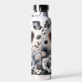 Highland Koe Zwart Wit Plaid Bloemen Rustiek Waterfles (Rechts)