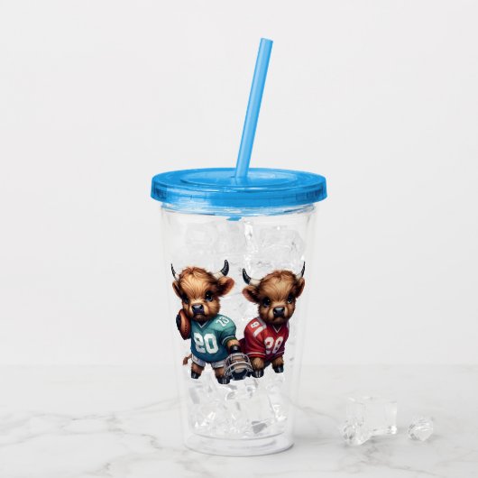 Highland Koeien en Football Acryl Drinkbeker (Achterkant ijs)