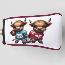 Highland Koeien en Football Golfheadcover