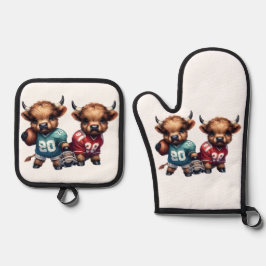 Highland Koeien en Football Ovenwant & Pannenlap Set