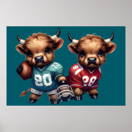 Highland Koeien en Football Poster