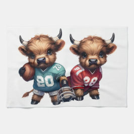 Highland Koeien en Football Theedoek