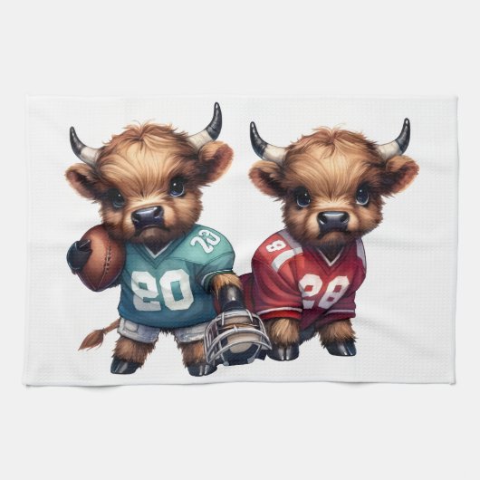 Highland Koeien en Football Theedoek (Horizontaal)