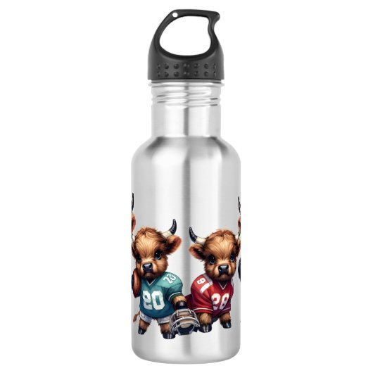 Highland Koeien en Football Waterfles (Voorkant)