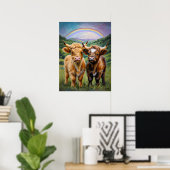 Highland Koeien en Rainbow Nursery Art Poster (Thuiskantoor)
