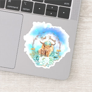 Highland Koeien Floral Sticker