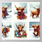 Highland Koeien met Kerstmis Poster (Voorkant)
