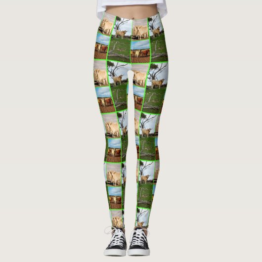 Highland Koeien Photo Collage Leggings (Voorkant)