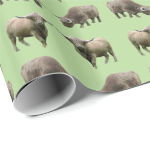 Highland Koeien Razernij Inpakpapier (Groen)