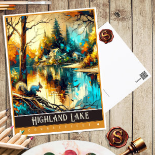 Highland Lake, Connecticut   Schilderij uit het ve Briefkaart