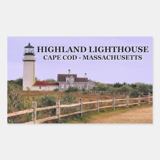 Highland Lighthouse, Cape Cod, Massachusetts Rechthoekige Sticker (Voorkant)