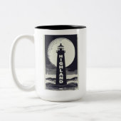 Highland Lighthouse Massachusetts Moon Tweekleurige Koffiemok (Links)