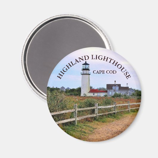 Highland Lighthouse, Massachusetts Round Magnet (Voorkant / Achterkant)