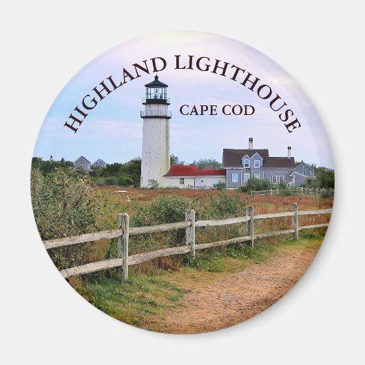 Highland Lighthouse, Massachusetts Round Magnet (Voorkant)