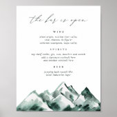 Highland | Mountain Wedding Bar Menu Sign Poster (Voorkant)