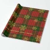 Highland Noel Tartan Gold Snowflake Personalized Cadeaupapier (Uitgerold)