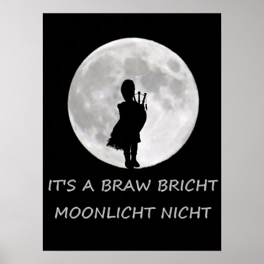 Highland Piper in Bright Moon Poster (Voorkant)