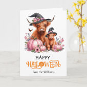 Highland Pumpkin Halloween Groet Kaart (Gele Bloem)