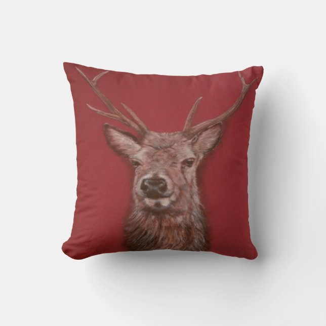 Highland Red Deer Stag Sierkussen (Voorkant)