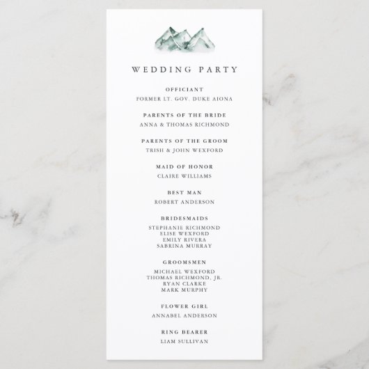 Highland | Rustic Mountain Wedding Programmakaart (Achterkant)