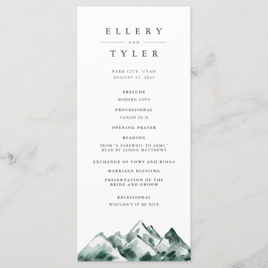 Highland | Rustic Mountain Wedding Programmakaart (Voorkant)