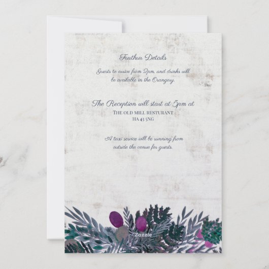 Highland rustieke loof bruiloft uitnodiging (Achterkant)