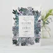 Highland rustieke loof bruiloft uitnodiging (Staand voorkant)