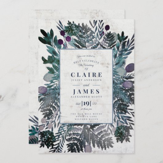 Highland rustieke loof bruiloft uitnodiging (Voorkant / Achterkant)