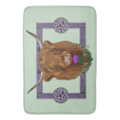 Highland Schotse Koe Paarse Keltische Knoop Werk Badmat (Voorkant Verticaal)