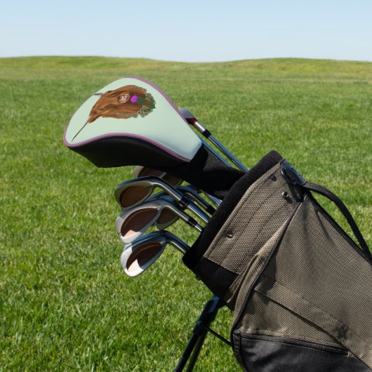 Highland Schotse Koe Paarse Keltische Knoop Werk Golfheadcover (Insitu)