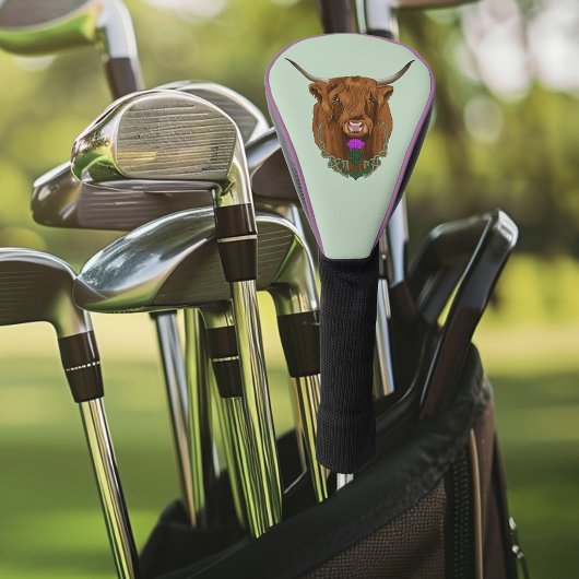 Highland Schotse Koe Paarse Keltische Knoop Werk Golfheadcover