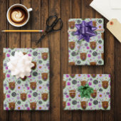 Highland Schotse Koe Paarse Keltische Knoop Werk Inpakpapier Vel