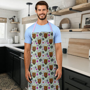 Highland Schotse Koe Paarse Keltische Knoop Werk Schort