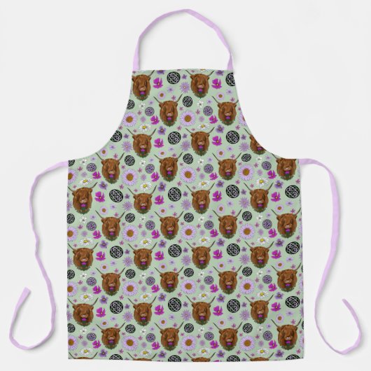 Highland Schotse Koe Paarse Keltische Knoop Werk Schort (Voorkant)