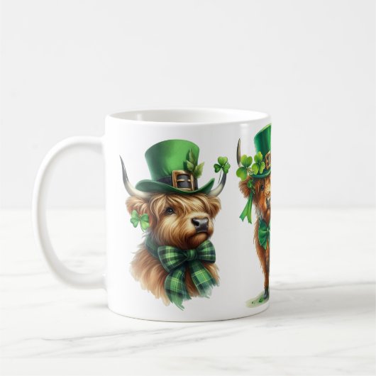 Highland Schotse koe St. Patrick's Day grappig cad Koffiemok (Links)
